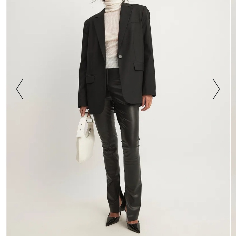 Side Slit PU leather Pants
